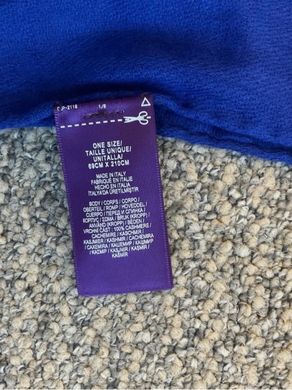 Ralph Lauren Purple Label Collection Made Italy Cashmere Scarf RRL-